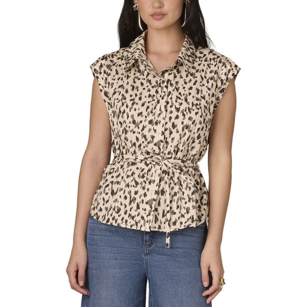 Wit & Wisdom Womens  Poplin Printed Shirt, Beige